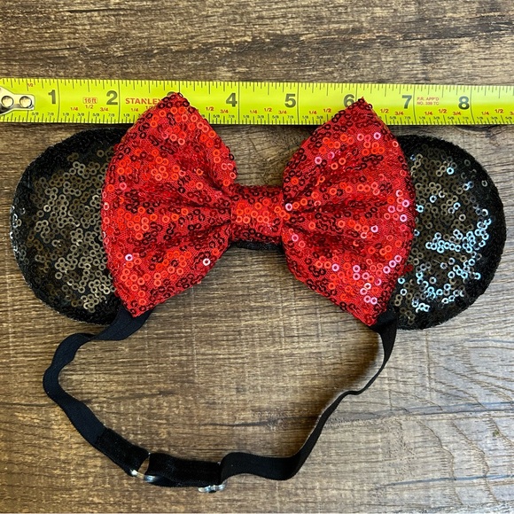 💎2/$22~Disney Inspired Red/Black Sequin Minnie Mouse Ears Stretch Headband~OS - Picture 13 of 14